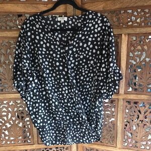 Umgee Black and White Polka Dot Blouse